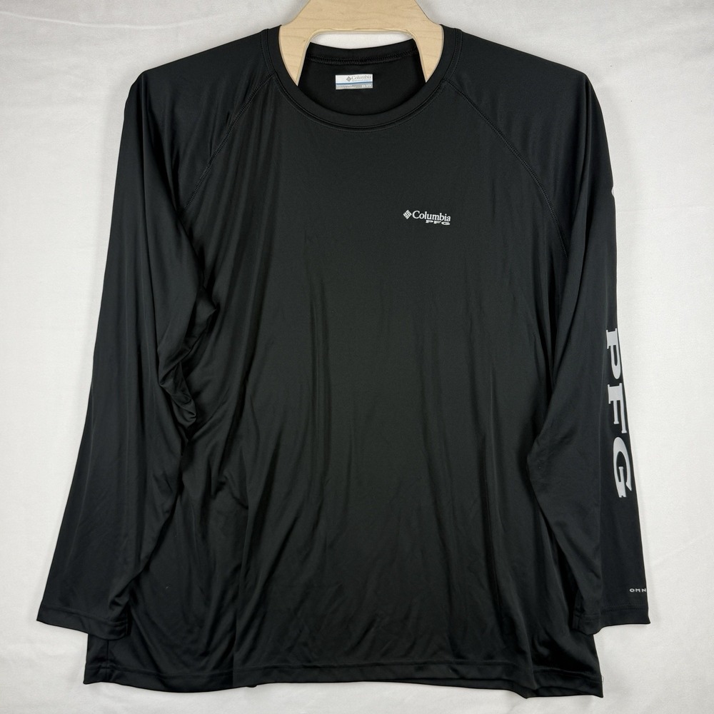 Columbia PFG Mens 3X Black Long Sleeve Performance Fishing Shirt Omni-Shade